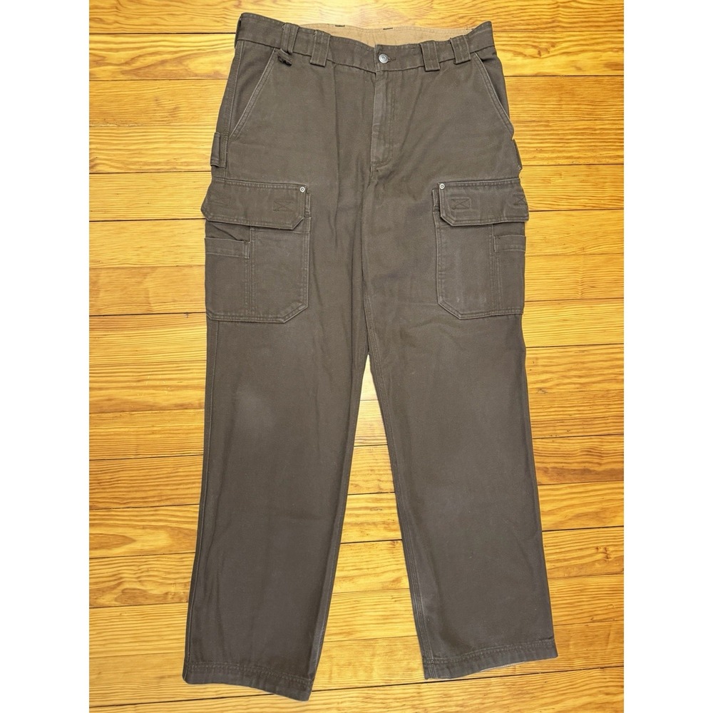 Duluth Trading Men's Dark Brown Fire Hose Cargo Pants 37x34 92204 Heavy Canvas